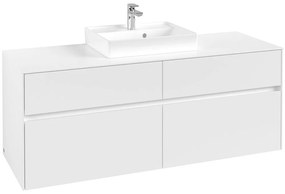 VILLEROY &amp; BOCH Collaro závesná skrinka pod umývadlo na dosku (umývadlo v strede), 4 zásuvky, 1400 x 500 x 548 mm, White Matt, C07300MS
