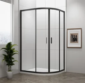 Polysan Polysan, EASY BLACK štvrťkruhová sprchová zástena 1000x800mm, L/R, číre sklo, EL2915B