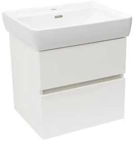 Kúpeľňová skrinka s keramickým umývadlom Laufen Naturel Project 52,5x51x45,3 cm biela lesk PROJECT260BI