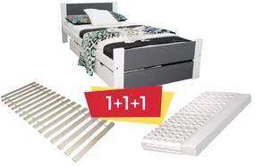 Posteľ HERMA + matrac + rošt ZADARMO - sonoma/biela / 140x200 / nie