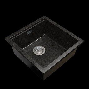 Gamma Decor 4850, 1-komorový granitový drez 480x500x215 mm, čierna so zlatými bodmi, GMA-ZLE000164