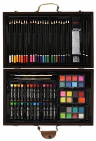 Sada na maľovanie - Art box kreatívna sada 79ks v drevenom kufríku vo fólii 37x23x5cm