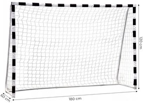 Futbalová tréningová bránka so sieťou 180x120 cm, čiernobiela, MultiGarden