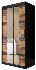 Skriňa Old Wood T1 100 Čierna/Old Style/zrkadlo