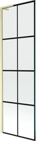 Mexen Next L, 1-krídlová vaňová zástena 60 x 150 cm, 6mm číre sklo-čierny vzor, zlatý matný profil, 895-060-000-03-77-55