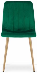 Set dvoch jedálenských stoličiek LAVA zamatové zelené / drevené nohy (2 ks)