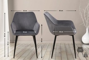 Jedálenská stolička Vessa - zamat - tmavo šedá
