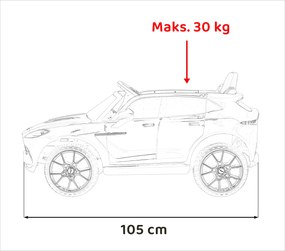 Ramiz Elektrické autíčko Aston Martin DBX pre deti červené + diaľkové ovládanie + EVA kolesá + pásy + plynulý štart + audio LED
