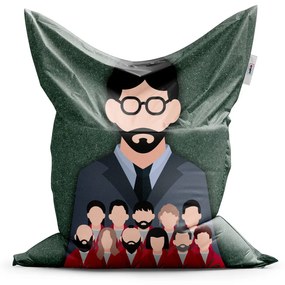 Sablio Sedací vak Money heist Profesor a jeho tím Zelená - 200x140 cm