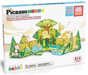 PicassoTiles magnetická stavebnicová sada SafariSet s 8 zvieratkami