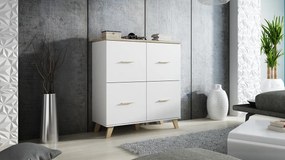 Komoda Lotta 110 4D - biela / dub sonoma