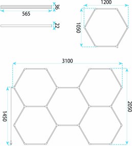 Toolight Toolight, LED stropné svietidlo HEXAGON 5 modulov, JNH051-H, biela, OSW-56243