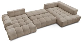 Taupe ženilková rozkladacia/s úložným priestorom rohová pohovka (pravý roh/do tvaru "U") Everest – Bobochic Paris