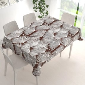 Biante Bavlnený obdĺžnikový obrus Sandra SA-499 Biele abstraktné páperie na hnedom 50x100 cm