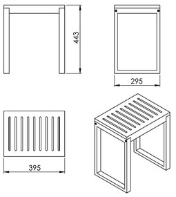 Gedy Gedy, HIMALAYA kúpeľňová stolička, 39,5x44,3x29,5cm, bambus, 3072