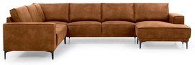 Koňakovohnedá rohová pohovka z imitácie kože (pravý roh/do "U") Copenhagen – Scandic