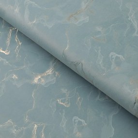 Biante Zamatový behúň na stôl Isabela IBL-020 Zlatý/dymový mramor na svetlo modrosivom 20x120 cm