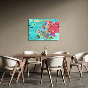 Sklenený obraz - Detská mapa Európy (70x50 cm)