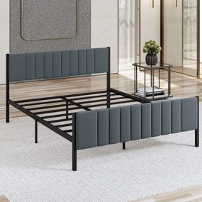 Kovová dvojlôžková posteľ LUNOR 160x200 cm, antracit, nosnosť 200 kg