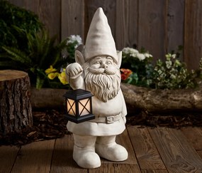 Záhradný trpaslík s LED lampášom