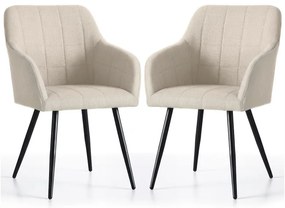 Sada dvoch jedálenských stoličiek LUXANO béžové / čierne nohy (2 ks)