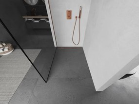 Mexen Kioto, sprchová zástena Walk-In 80 x 200 cm, 8mm číre sklo čierny vzor, medený matný profil, 800-080-101-65-70