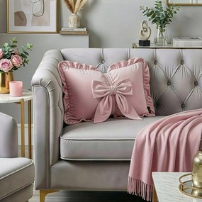 DEKORAČNÝ VANKÚŠ KOKARDA2 45X55 CM PUDROVÁ