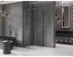 Mexen Velar, sprchový kút s posuvnými dverami 120(dvere) x 120(stena) cm, 8mm číre sklo, grafitová matná, 871-120-120-01-66