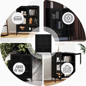 Čierna nízká sklenená vitrína GINA Modern 800 x 1015 x 400 mm