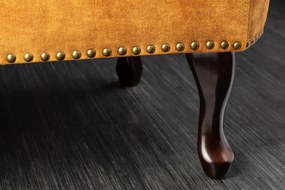 Leňoška CHESTERFIELD, zamatovo horčicovo žltá