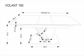 Rozkládací jídelní stůl Volant 160/200 cm dub zlatý/černý mramor