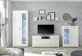 Vysoká vitrína Enrique, biely lesk