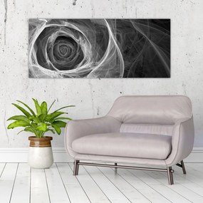 Obraz - Abstraktné ruže čiernobiela (120x50 cm)