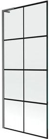 Mexen Next L, 1-krídlová vaňová zástena 80 x 150 cm, 6mm číre sklo-čierny vzor, grafitový profil, 895-080-000-03-77-66