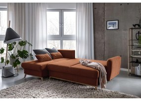 Tehlovooranžová rozkladacia rohová pohovka Miuform Scandic Lagom, ľavý roh