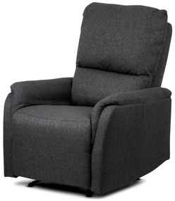 Polohovací TV křeslo, potah tmavě šedá látka, kovová mechanická konstrukce, čern
