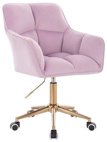 LuxuryForm DESIGN Kreslo AMALFI VELUR na zlatej podstave s kolieskami - levanduľa
