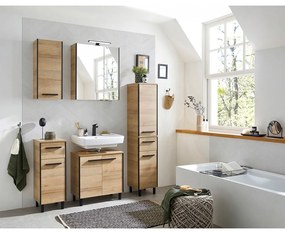 Závesná skrinka pod umývadlo v dekore duba v prírodnej farbe 53x60 cm Quickset 395 – Pelipal