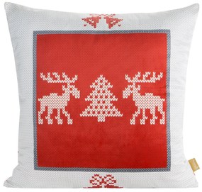 VIANOČNÁ DEKORAČNÁ OBLIEČKA NA VANKÚŠ REINDEER 1KS 60X60 CM VZOROVANÁ