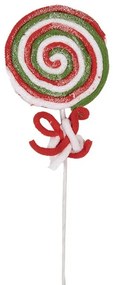 Bielo-červený vianočný zápich lízanky Lollipop - 10*1*42 cm