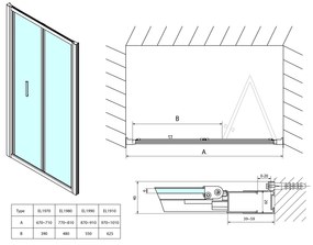 Polysan Polysan, EASY LINE sprchové dvere skladacie 900mm, číre sklo, EL1990