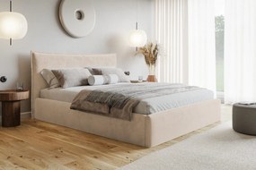 Čalúnená manželská posteľ s úložným priestorom SLIM 14 - béžová zamat | 160×200