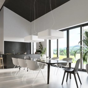 Závesné svietidlo Urano, 1x biele textilné tienidlo, (biely plast), (60 cm)