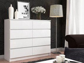 Komoda Kuba 120 cm 8 zásuviek biela