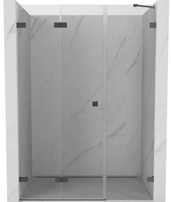 Mexen Lunar-F, skladacie ľavé sprchové dvere 120 cm, 8mm číre sklo, grafitový profil, 836S-120-050-95-00-L