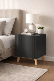 NOČNÉ STOLÍKY 2KS LUCILE S NABÍJAČKOU ČIERNE