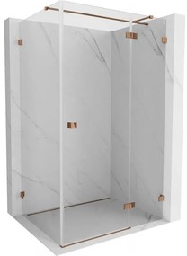 Mexen Lunar T, výklopný sprchový kút pravý 130 x 80 cm, 8mm číre sklo, profil ružové zlato, 834T-130-080-60-00-P