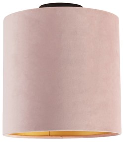 Stropné svietidlo s plyšovým tienidlom staroružové so zlatom 25 cm - Combi Black