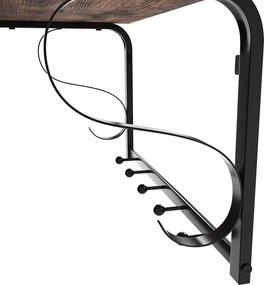 Nástenný vešiak na oblečenie, s 5 háčikmi, 60 x 30 x 31,7 cm, rustikálny hnedý