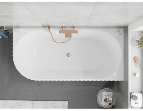 Mexen Silo, rohová voľne stojaca ryhovaná vaňa, pravá, 170 x 80 cm, biela-čierna, medený matný prepad, 52891708075P-65